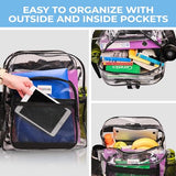 SHYLERO Clear Backpack Heavy Duty XL - H18''xW14''xD8. Has TSA Lock - Black