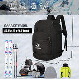 KEOFID Skate bag Backpack,Ski Boot Bag Backpack, Waterproof 50L ski bag, travel back pack for Ski Helmet, Snowboard and Accessories(Black)