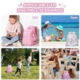 MUSEVOS Kids Backpack, Kawaii Printed Girls Bookbags for Preschool, Lightweight School Backpack for Primary and Elementary and Kindergarten, Waterproof Teen Backpacks, Pink/Rainbow
