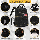 Tactical Backpack Cooler,Lunch Backpacks for Men Work with Handle，Soft Cooler Backpack Insulated Waterproof Leak Proof，Heavy Ice Chest Backpacks for Hiking Camping(Black Camo)