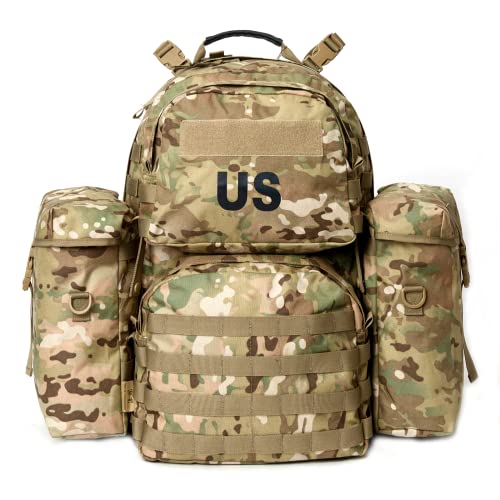 Akmax.cn MOLLE II Medium Tactical Backpack – Authentic Military Rucksack with ABS External Frame, Detachable Side Pouches & Modular Design for Heavy Loads (50L)