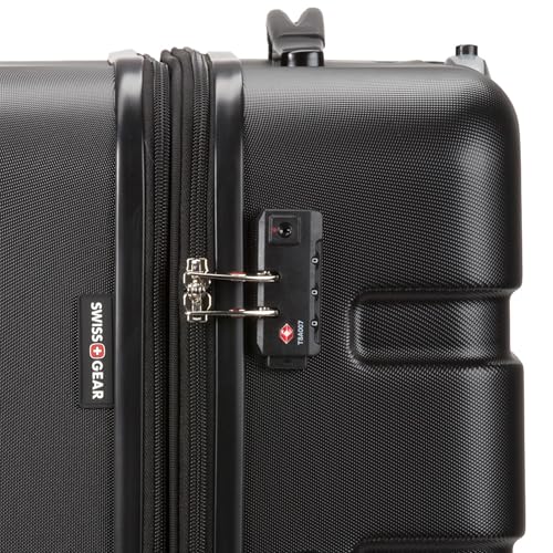 SwissGear 7366 Signature Hardside Expandable Luggage with Spinner Wheels, TSA Lock, Black, Checked-Medium 23-Inch