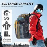 50L Ski Backpack - Water-resistant Ski Boot Bag for Men & Women, Ski Bag with Helmet Holder, Separate Compartments for Goggles, Gloves, Snowboard & Accessories, Durable Ski Carry On Backpack