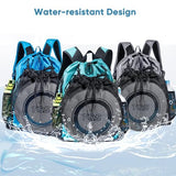 VIGEGARI Large Beach Backpack Waterproof Sandproof - Customized Oversized Drawstring Pool Bag with Shoe Compartment for Toiletries, Towels, Gym, Travel