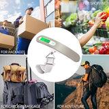 Rechargeable Digital Travel Scale with Strap for Luggage Suitcase Baggage Weighing, Weight Max up to 110 Lbs/50kg & LCD Display Screen Design,USB Type-C Port (Silver)
