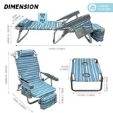 WKFAMOUT Backpack Beach Chair Aluminum with Folding Camping Table 5-Position Lay Flat Lounge Chair Outdoor for Adults with Insulated Cooler Bag and Cup Holder