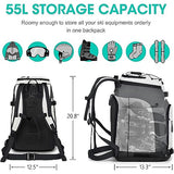 SEMSTY Ski Boot Bag, 55L Waterproof Snowboard & Ski Boots Travel Backpack for Boots, Helmet, Goggles, Gloves & Accessories