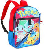 Bioworld Pokemon Black 5pc 16" Backpack Set Keychain, Zipper pouch