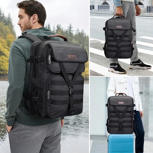 WITZMAN Canvas Travel Backpack for Men Large Laptop Backpack Fits 16 Inch