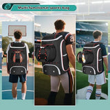 Smasrob Football Bag for Equipment, Football Backpack, Black