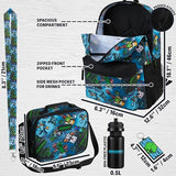 Get Trend Minecraft Kids Backpack Set for Boys with Insulated Lunch Bag, Water Bottle, Lanyard, & Charm, 5 Pc Book Bag with Padded Straps for School, Travel, Creeper Gamer Gifts (Multi Minecraft)