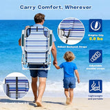 DIAMONDFORGE 2 Pack Lightweight Portable Beach Chair for Adults, 350 LBS Capacity Backpack Beach Chair, Reclining Beach Chair with 5-Position Lay Flat, Large Cup Holder for Beach Camping Sports, Blue