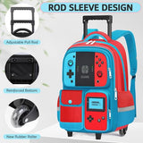 TILYTADLY Kids Rolling Backpack for Boys - Gamer Boys Rolling Backpack with Wheels, Wheeled Travel Bookbag for Elementary Middle School, Lightweight Roller School Bag