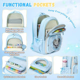 MOONBABY Girls Backpack for School, Kids Bookbag for Ages 6-12, Bowknot Cute Kawaii Ita Backpack With Sweet Heart Pocket, 17 Inches
