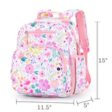 mibasies Kids Backpack for Girls: Girls Backpack 5-8 - Kindergarten Elementary School Bookbag for Girl - Flower Pink