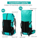 Hiking Backpack,40L to 50L Extra Large Capacity Hiking Bag,Internal Frame Camping Backpack,Upgraded X-PAC Lightweight Sport Daypack Travel Backpack Fit For Mountain Climbing Camping(Peacock Green)