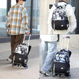 MITOWERMI Kids Rolling Backpack for Boys Girls, Elementary & Middle School Backpack with Wheels, Boys Trolley Roller School Bag Wheeled Bookbag on 6 Wheels, Camouflage Black