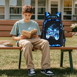 ZHIMEBYE Kids Backpack for Boys - Gamer Boys Backpacks for Kids Teens Elementary Middle School, 17″ Large Capacity Students Bookbag, Perfect for Travel and School