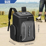 DSLEAF Roller Skate Bag with Large Capacity, Ice Skate Bag Backpack Holds Shoes Up to US Men Size 13, Figure Skate Bag with Multiple Pockets for Inline, Figure, Quad, Speed, Hockey Skating
