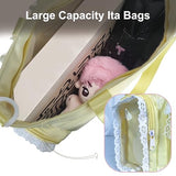 Ita Bag,DIY Pin Display Bag with Insert and Accessories,4 Color Anime Kawaii Ita Crossbody Purse with Adjustable Straps,Lace Cute Itabag with Clear Pocket, Y2K Shoulder Bags for Women(Yellow)