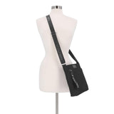 Nautica Women's Diver Nylon Small Women's Crossbody Bag Purse with Adjustable Shoulder Strap in Black Enamel