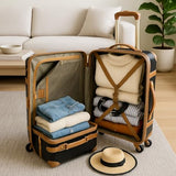 Chariot Regal Vintage Style 2-Piece Hardside Carry-On Retro Train Case Spinner Luggage Set - Ivory