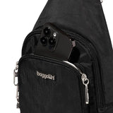 Securtex® Anti-Theft Daytripper Sling - 7x12" Travel Safe Crossbody Bag w/Locking Zippers, Slash-Resistance