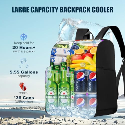 Stillithou Backpack Coolers Insulated Leak Proof for Women Men, 35 Cans Large Capacity Waterproof Cooler Backpack, Soft Portable Cooler Bag for Beach Travel Camping Picnic Work, Black