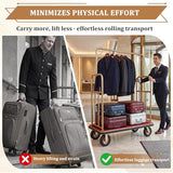 2000 LBS Heavy Duty Hotel Luggage Cart, Gold Bellman Cart with Carpeted Platform, 8" Pneumatic Wheels & Bumper Rails, Rolling Bellhop Luggage Trolley for Hotel, Resort & Condo, 42" x 26" x 70"