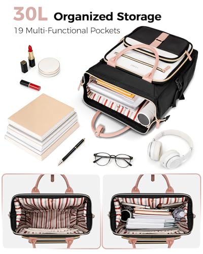 Ytonet Rolling Backpack for Women,15.6 Inch Travel Backpack with Wheels, Stylish Rolling Laptop Bag with Passport Holder, Dual-Opening Design, Underseat Carry on Luggage for Work College Teacher