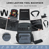 MELOTOUGH Small Tool Backpack for Men 30 Multi-Storage Pockets Heavy Duty Tool Bag Backpack with Dual-Form Shoulder Strap for Electrician, HVAC, Technician - Water Resistant (Grey)