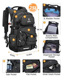 NOOLA Hydration Hiking Backpack with 3L Water Bladder - 25L Water Backpack for Cycling, Running, Biking - Lightweight Hiking Pack Bag with Rain Cover, Phone Holder and Trekking Pole Holders, Black