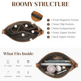 S-ZONE Leather Tote Bag for Women Medium Crossbody Handbags Shoulder Hobo Purse with 2 Removable Straps, Brown
