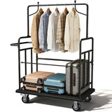 Luggage Cart,Heavy-Duty Steel Luggage Trolley with 360°Silent Wheels,1100LBS Load Hand Truck,Anti-Collision Strip for Hotel Bellman,Airport & Resort Use,Smooth-Rolling Platform Dolly