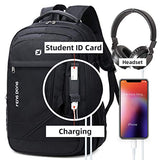 FENGDONG Durable Waterproof Travel Laptop Backpack 17.3 inch,Large College Backpack Bookbag for Men & Women Business Backpack with USB Charging Port and Headset Port Black