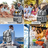 YOUNGOA Large Waterproof Insulated Cooler Backpack for Men & Women, Double Decker Leak Proof for Beach, Camping, Picnic, Travel, 26L Capacity, 44 Cans (Gray)