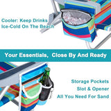Kamglide 2 Pack Aluminum Backpack Beach Chairs for Adults, 5-Position Lay Flat Folding Camping Chairs with Cooler Bag, Cup & Phone Holder, Towel Bar, Lightweight Portable Outdoor Chairs,Multi Stripes