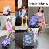 NEW TILAMI 19 inch Rolling Backpack Teens Rolling Backpack Cute Wheeled Laptop Backpack Bookbag Roller Travel Bag College, Star Violet