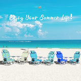 Canpsky Portable Beach Chair for Adults, Outdoor Camping Chair Lay Flat Folding Backpack Beach Reclining Chair with 5 Positions, Headrest, Cup Holder, Heavy Ocean Striped
