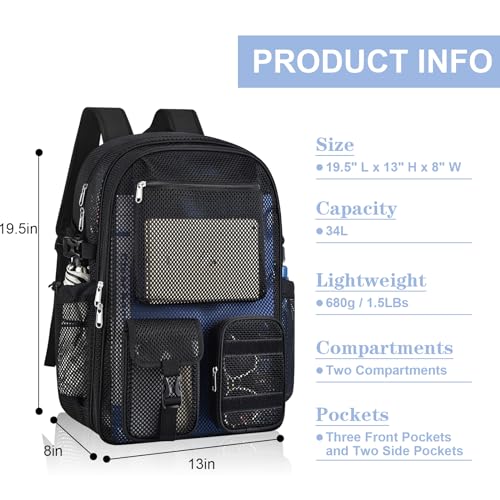 Slumou Mesh Backpack Heavy Duty Large College Bookbag for Adult