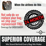 CaddyDaddy New First Class Premium Padded Golf Club Travel Cover with Wheels - Heavy Duty Golf Travel Bag for Airlines, Black/White, L