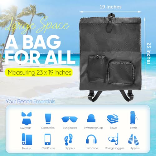 HOHOM Mesh Swim Bag Beach Drawstring Backpack, Waterproof Gym Bags for Women and Men, Large Pool Bag Swimming Gear for Swimmers