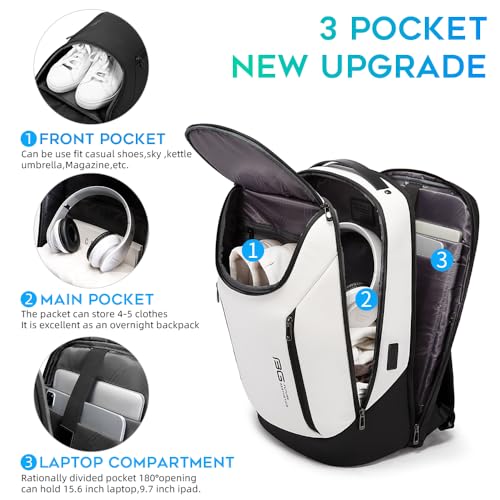 BANGE Business Smart Backpack Waterproof fit 15.6 Inch Laptop Backpack with USB Charging Port,Travel Durable Backpack