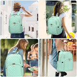 Kuosdaz Backpack for Men Women, School Backpack for Boys Girls, 15.6 Inch Quilted Laptop Backpack, Large High School Bookbags for Teens, Teal