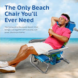 Homevative Cooler+ Folding Backpack Beach Chair with 5 Positions, Towel bar, XL Cooler Pouch, Storage Net, Cup and Phone Holder, Deep Sea