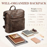 VASCHY Backpack Purse for Women,Vegan Fashion Leather Medium Convertible Ladies Backpack Shoulder Bag for Travel/Work/Diaper Coffee