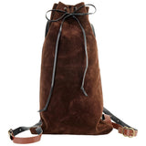 GORGECRAFT Medieval Backpack Drawstring Fibre Bag with PU Leather Straps and Alloy Clasps Portable Pouch for Viking LARP Renaissance Outdoor Activities Cosplay Gym Workout Saddle Brown 18x10.8 inch