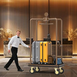 Commercial Hotel Luggage Cart 1600 lbs Capacity Bellman Cart, Stainless Steel Hotel Luggage Trolley with 8" Pneumatic Wheels & Carpet Platform, Heavy Duty Rolling Luggage Cart for Hotels