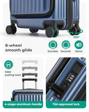 BAGSMART 20" Expandable Top-Opening Carry-On, Double Spinner, TSA, Blue