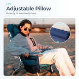 LET'S CAMP Backpack Beach Chair Set of 2, 4-Position Classic Lay Flat, Pillow and Padded Shoulder Straps, Storage Pouch and Towel Bar, Support 350LBS, Wave